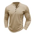 thumbnail image 5 of Besolor Shirts for Men Solid Color Button Long Sleeve Bottom Top 2024 Fall Winter Casual Loose Classic Pullover Blouse, 5 of 5