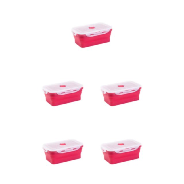 ZheElen Silicone Lunch Box Food Grade Silicone For Safe And Healthy Meals On Go red 350ml 5Set
