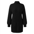 thumbnail image 4 of Kcodviy Automne Hiver Robe à Manches Longues Effet Suède Col Roulé Couleur Unie Décontractée Robe Chandail à Taille Nouée Chandail pour Dames Chandail à Col Bénitier pour Femmes Robe, 4 of 5
