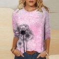thumbnail image 2 of Pisexur Blouse Grande Taille Manches 3/4 pour Femmes Mode Décontractée Col Rond Imprimé Vintage T-Shirts Chemises Amples Tunique, 2 of 4