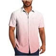 thumbnail image 1 of Pisexur T-shirts pour Hommes, Mode Décontractée Col Rabattu Impression Dégradée Manches Courtes Chemise Boutonnée Blouse Rose Vif, 2TG Chemises de Golf Hommes & Chemises Hommes, 1 of 7