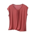 thumbnail image 1 of Yuyuzo Hauts de Pyjama pour Femmes Grande Taille, Chandails à Manches Cap, Col Ras du Cou, Haut Plissé de Base Superposé, Doux et Confortable, Tenue de Détente, 1 of 4