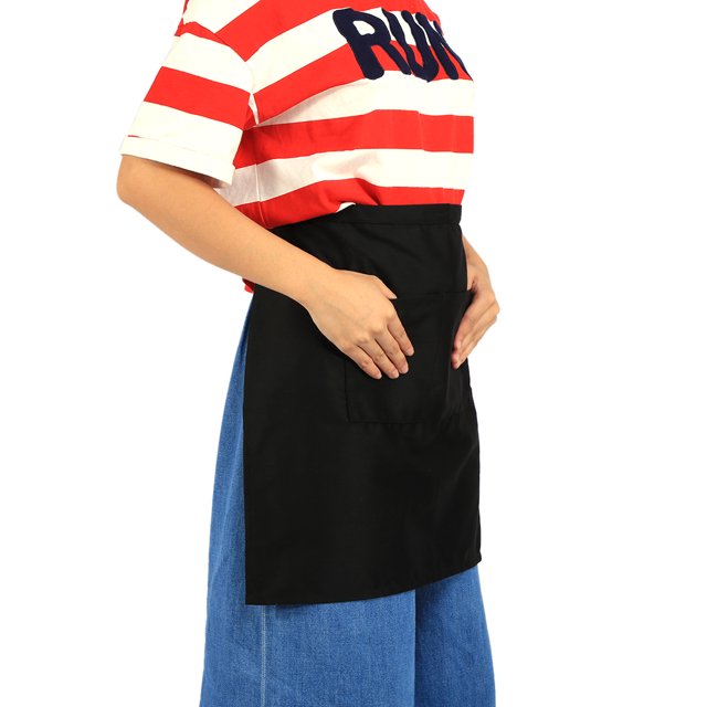 Kitchen Aprons Short Apron Polyester Black Black Half Waist Short Aprons With Pockets For Home Kitchen Pub Cafe Waiter Waitress
