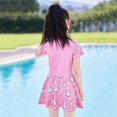 thumbnail image 4 of Girls One Piece Swimsuit with Skirt, Kids Swim Dress with Rabbit Print, Half Zip Rash Guard Swimsuit for Girls, Summer Beach Bathing Suit for Outdoor Pool Water Play, 4 of 9