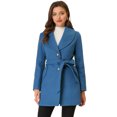 thumbnail image 1 of INSPIRE CHIC Manteau Trench Long pour Femme, Mignon, Col Rabattu, Simple Boutonnage, Ceinturé, S Bleu Foncé Gris, 1 of 1