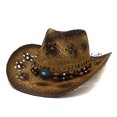 thumbnail image 1 of Chapeau de Cow-Boy Casquette de Plage Conception Spéciale Accessoires de Voyage Réglables Fournitures Extérieures Parasol Multicolore Unique Large Faisceau Kaki, 1 of 8