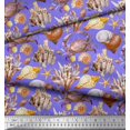 thumbnail image 3 of Soimoi Purple polyester Crepe Fabric Crab,Shell & Coral Ocean Print Fabric by Yard 52 Inch Wide, 3 of 3