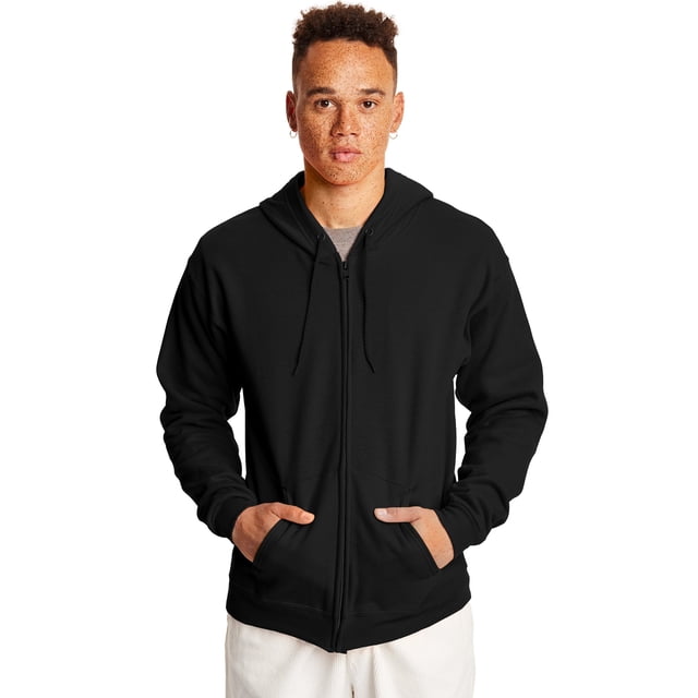 Hanes Mens ComfortBlend EcoSmart Full Zip Hoodie, S, Black