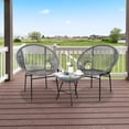 thumbnail image 2 of Gymax 3 Pieces Acapulco Chair Set Wicker Conversation Bistro Set w/ Tempered Glass Table, 2 of 10