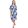thumbnail image 3 of Bimba Chemise de Nuit Bleue en Rayonne pour Femmes Manches Courtes Imprimé Géométrique Robe de Nuit - 26, 3 of 9