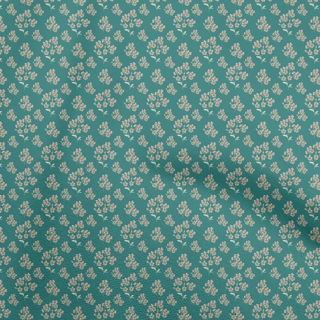 oneOone Polyester Spandex Teal Green Fabric Floral Sewing Craft Projects Fabric Prints By Yard 56 Inch Wide