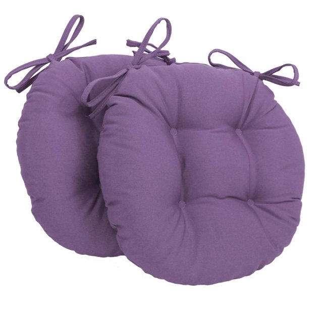 Coussins de Chaise Ronds Capitonnés en Sergé Uni de 16 Po (Ensemble de 2)