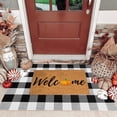 thumbnail image 1 of Bilqis Fall Outdoor Orange and White Plaid Rug, Cotton Hand-Woven Checked Rug Layered Doormats for Front Door Porch Farmhouse Entryway Patio, 1 of 8