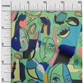 thumbnail image 2 of oneOone Polyester Spandex Sea Green Fabric Abstract Comic Face Dress Material Fabric Print Fabric By The Yard 56 Inch Wide, 2 of 5