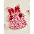 thumbnail image 2 of Toddler Baby Girl Summer Clothes Watermelon Print Tank Tops Ruffle Cuffs Shorts 2Pcs Sweet Outfit, 2 of 8
