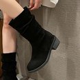 thumbnail image 5 of LSLJS Bottes à Talon Épais Mi-Mollet pour Femmes, Bout Rond Décontracté, Mode Hiver Automne, Bottes en Flocage, Bottes Mi-Mollet pour Femmes, Bottes pour Femmes, 5 of 5