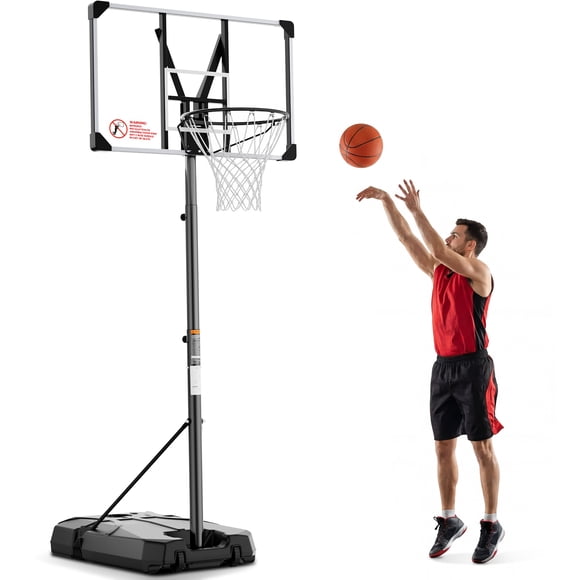 Naipo 44" Portable Basketball Hoop Height Adjustable 7.6ft to 10ft Outdoor Indoor Basketball Goal System with Wheels for Teens Adults Training and Fun