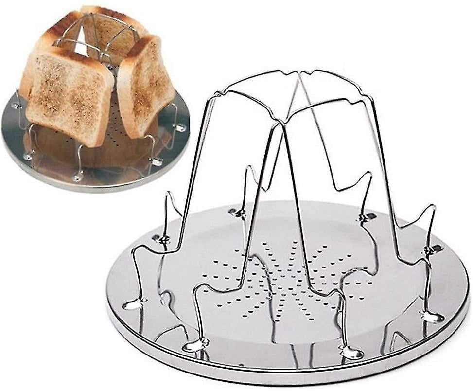 4 Slices Camping Toaster With Foldable Stand Porous Tray Bread Toaster For Families Outdoor Gas Stove Picnic Foldable