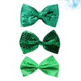 thumbnail image 3 of CUITING St. Patricks Day Bowties (3PCS) - Sequin Glitter Shamrock Green Neckwear, 3 of 6