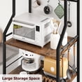 thumbnail image 3 of BeesClover 5-Tier Kitchen Bakers Rack, Microwave Stand with 2 Wire Baskets & 8 Hooks, Industrial Coffee Bar Station & Kitchen Storage Unit, Freestanding Organiser for Air Fryer, Pots & Spices, 3 of 8