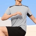thumbnail image 1 of Styesk T-Shirts pour Homme Couleur Unie Décontracté Élastique Sport Manches Courtes Col Rond Blouses, 1 of 6