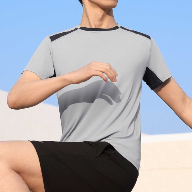 Styesk T-Shirts pour Homme Couleur Unie Décontracté Élastique Sport Manches Courtes Col Rond Blouses