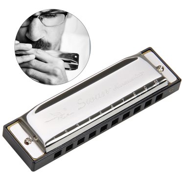 KAKOWELY Swan Harmonica 10 Hole 20 Tones Harmonica C Blues Professional Harmonica (Sliver),3.94"X1.18"X0.83"