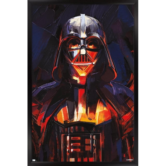Star Wars : Obi-Wan Kenobi - Affiche Murale de Peinture Darth Vader, 22,375 Pouces x 34 Pouces, Affiche Encadrée de style art Moderne Mettant en Vedette Darth Vader avec des Coups de Pinceau Rouges, orange et Bleu Foncé Audacieux, Parfaite pour la Déco de la Maison dans les Chambres, Bureaux Ou Dortoirs.