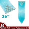 thumbnail image 2 of Extensions de Cheveux Synthétiques à Clip Pleine Tête 8 Pcs 18 Clips Postiche Long Bouclé Lisse, 2 of 5