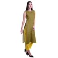 thumbnail image 3 of Moomaya Kurta Sans Manches à Col Peter Pan avec Pantalon Ensemble Ethnique 2 Pcs pour Femmes, 3 of 6