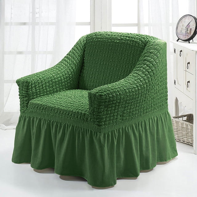 Stretch Wing Chair Slipcovers,Pleated Ruffled Skirt Armchair Slipcover,Stretch Slipcovers for Sofa,Seersucker Armchair Covers with Skirt Ruffle,Living Room Sofa Slipcover Furniture Protector