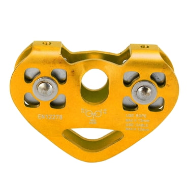 Zipline Pulley, 30KN Double Bearing Portable High Strength Climbing Pulley For Rock Climbing Gold