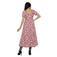 thumbnail image 4 of Moomaya Longues Robes Tuniques en Coton Imprimé à Manches Courtes avec Fente avant pour Femmes, 4 of 6