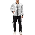 thumbnail image 2 of INSPIRE CHIC Vestes pour Hommes à Manches Longues à Fermeture Éclair Blouson Bomber Pailleté Manteaux TG Argent, 2 of 6