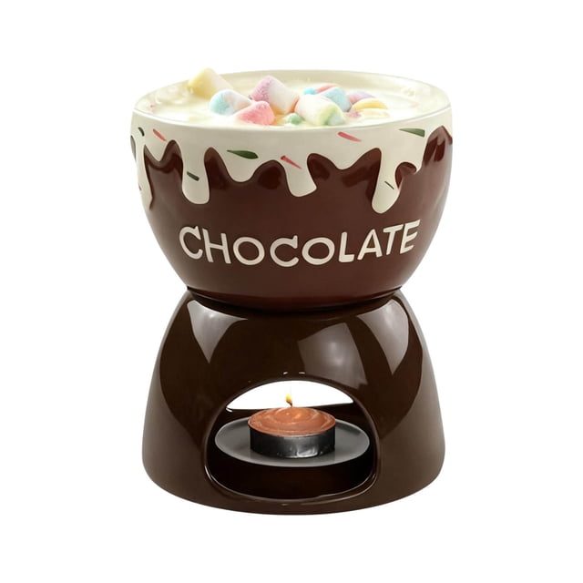 Ice Cream Cups Ceramic Cheese Fondue Set Chocolate Melting Oven 15Cm