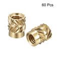 thumbnail image 3 of Uxcell Knurled Insert Nut M4 x 7mm L x 6mm OD Female Thread Brass Embedding Nut 60 Pack, 3 of 5