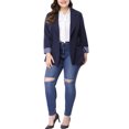thumbnail image 2 of GRACE & GRANDEUR Blazer Décontracté à Rayures pour Femmes Grande Taille avec Revers Cranté, 2 of 7