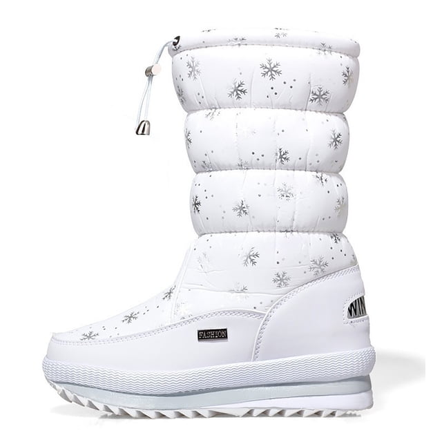 Kcodviy Women's Winter Solid Color Snow Boot for Women Thick Soled and Fleece Women Snow Boots Size 8 Protective Snow Boots Slip Short Snow Boots for Women Low Heel on Boots
