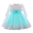 thumbnail image 1 of MIASHUI Robe en Dentelle pour Filles Manches Longues en Maille Robe de Princesse pour Mariage Fête Nœud, Vert, 6-12 Mois, 1 of 9