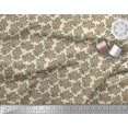 thumbnail image 2 of Soimoi Silk Fabric Leaves & Floral Block Printed Craft Fabric by The Yard 42 Inch Wide, 2 of 3