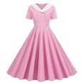 thumbnail image 1 of Babysbule Robe pour Femme 2024 Été Mode Femmes Décontractée Unie Vintage à Manches Courtes à Col en V Robe Mini pour Dames, 1 of 7