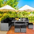 thumbnail image 3 of Costway 7 PCS Patio Rattan Dining Set Sectional Sofa Couch Ottoman Garden Black, 3 of 10