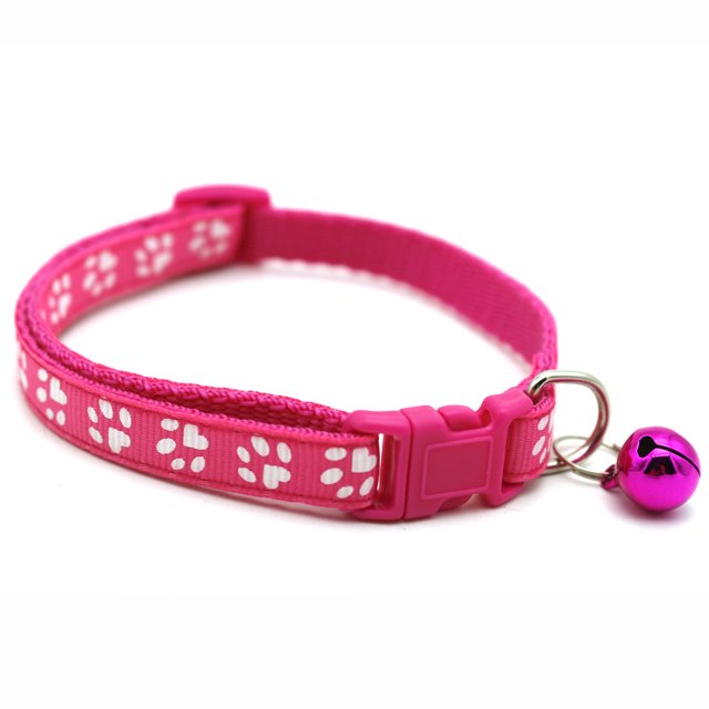 Collier pour Animaux Mignon Réfléchissant Boucle Réglable Confortable Collier pour Chien Chat avec BellRose Rouge