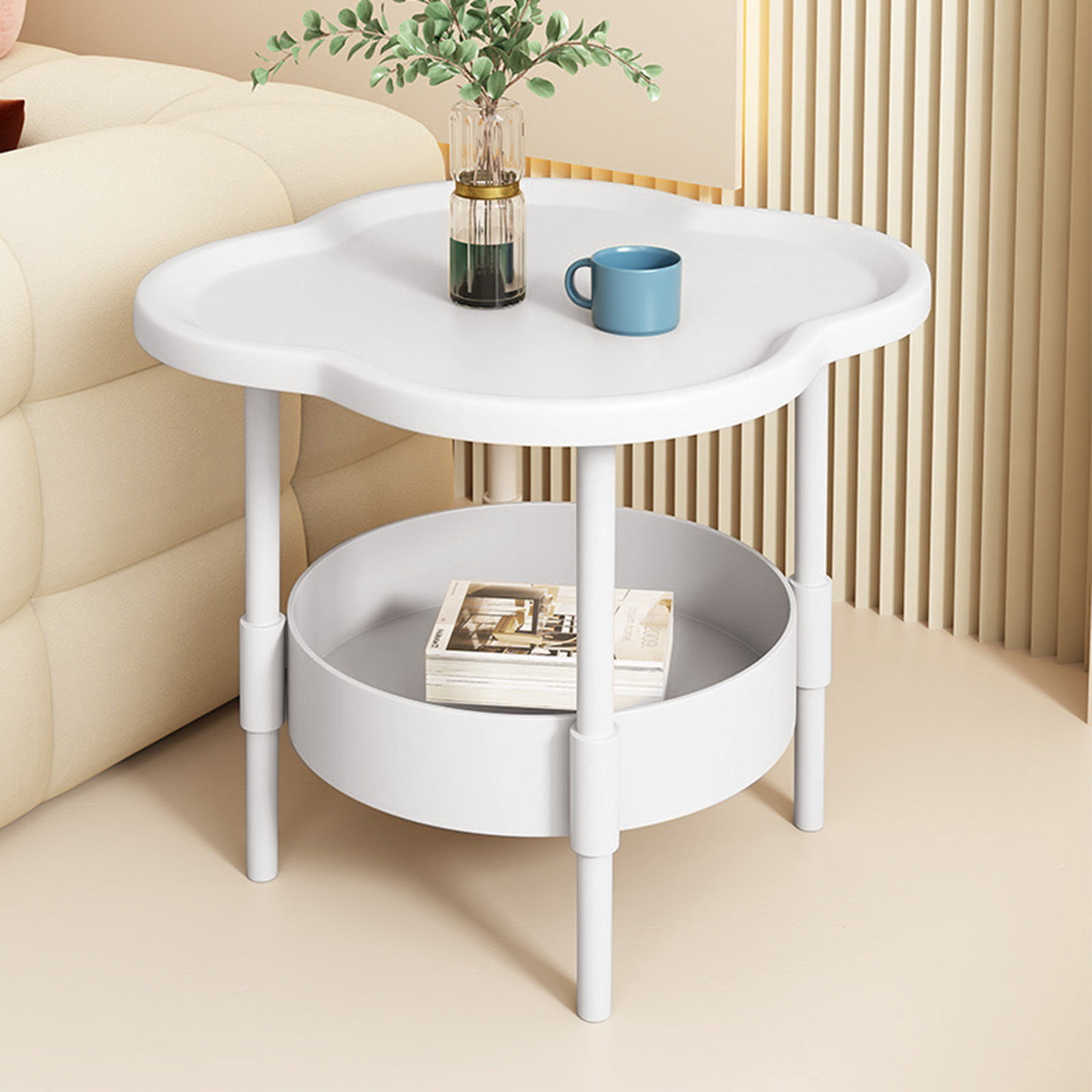 HBYJLZYG Small Bedside Table Mini Nightstand for Small Apartment, Compact Side Table End Table for Bedroom Living Room, Space Saving Plastic Couch Table, White (18.9"x18.9"x18.9")