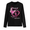 thumbnail image 3 of Fridja Haut Femme Cancer du Sein Décontracté Manches Longues Col Rond Chandail en Molleton Pull Blouse, 3 of 4