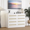 thumbnail image 1 of Commode Double à 8 Tiroirs pour Chambre, Commode en Rotin, Commode Moderne en Bois, Table de Chevet pour Garde-Robe, Chambre de Bébé, Salon et Entrée, 1 of 5