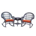 thumbnail image 1 of Jeco 3 Piece Wicker Conversation Set in Espresso with Orange Cushions, 1 of 2