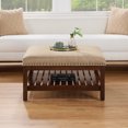 thumbnail image 1 of Designs4Comfort Silverton Coffee Table Cocktail Ottoman w/ Shelf in Beige Fabric, 1 of 6