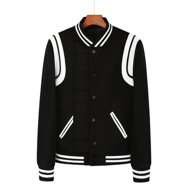 QueenLine Goose down baseball leather sleeve wool thickened college style warmth American style jacket
