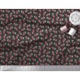 thumbnail image 2 of Soimoi Polyester Crepe Fabric Leaves & Strawberry Fruits Print Sewing Fabric Yard 52 Inch Wide, 2 of 3